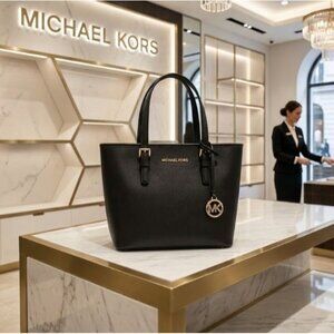 Michael Kors Jet Set Travel Extra-Small Black Zip Tote Bag